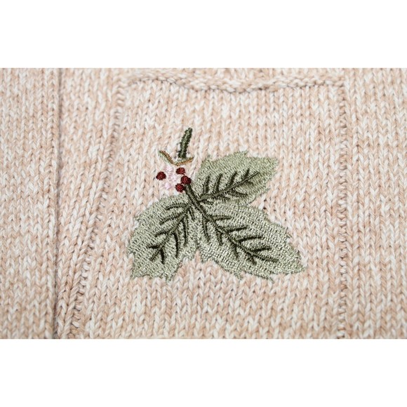 Vtg. Triona Design Women's XXL Knit Sweater Tan Embroiled LS 100% Cotton Ireland - Picture 7 of 12